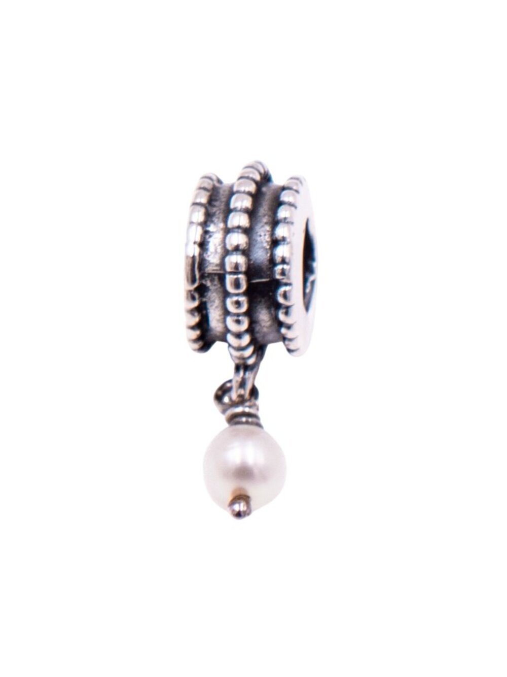 Pandora Rare Retired Beveled Pearl Sterling Silver Freshwater Pearl Dangle Charm